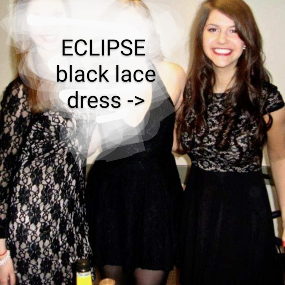 ✨3 for $25 Eclipse Black Dress with Lace Detail
